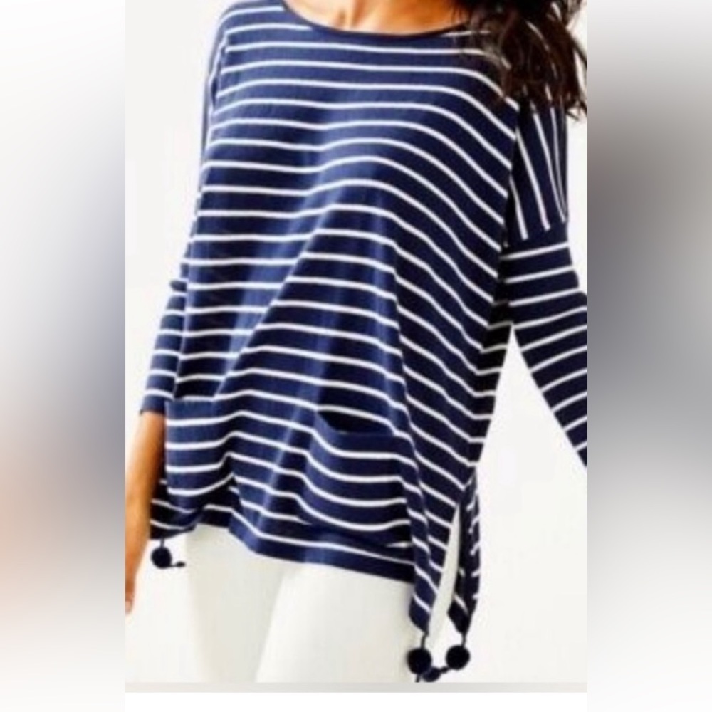 Lilly Pulitzer | Navy Stripe Coolmax Elba Sweater..Tags removed